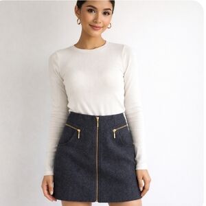 Brisi | Grey Wool Zipper Mini Skirt